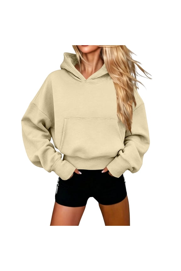 Womens Sweatshirt Soft Drop Shoulder Hooded Top,Perfect for Weekend Lounging & Street Style