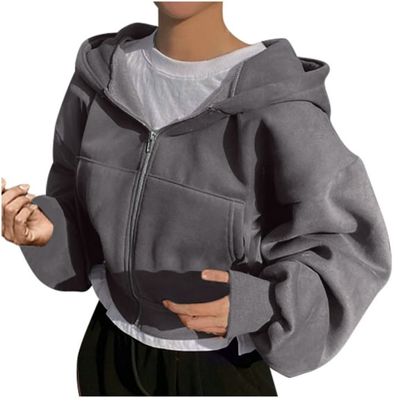 Womens Sweatshirt Solid Color Long Sleeved Lace Patchwork Casual Dark Gray Fall Jackets 2025 Winter Clothes ( 2XL )