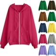thumbnail image 1 of Womens Sweatshirt Solid Color With Pockets Zipper Long Sleeved Regular Hooded Outwear Fall Jackets 2025 Winter Clothes ( S ), 1 of 4