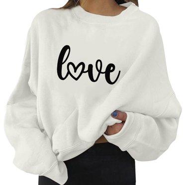 Womens Sweatshirt Tops Spring Letter Printed Casual Round Neck Loose Long Sleeve Fashion Sweatshirt for Women Sweatshirts Pullover Fall Tops