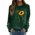 thumbnail image 1 of Womens Sweatshirt Trendy Round Neck Raglan Long Sleeved Retro Super Dandelion Cat Print Fall Outwear,Green,M, 1 of 5