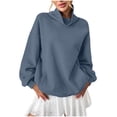 thumbnail image 1 of Womens Sweatshirt Turtleneck Long Sleeve Top Pullover Turtle Neck Shirts Fall Outfits Clothes Sweatshirts with Pocket (L, Navy), 1 of 4
