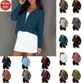 thumbnail image 1 of Womens Sweatshirt Under $10, Ladies Long Sleeve Lapel Half Zipper Solid Color Pocket Temperament Top, Navy M, 1 of 9