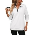 thumbnail image 1 of Womens Sweatshirt Waffle Knit Long Sleeve Lapel Half Zip Casual Sweatshits Loose Pullover Tops, 1 of 4