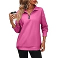thumbnail image 1 of Womens Sweatshirt Waffle Knit Long Sleeve Lapel Half Zip Casual Sweatshits Loose Pullover Tops, 1 of 5