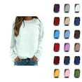 thumbnail image 1 of Womens Sweatshirt Women's Solid Color Sweatshirt Womens Daily Home Outdoor Workout Long Sleeve O Neck T Shirt Top Printed Sweatshirt Street Blouse Streetwear, 1 of 5
