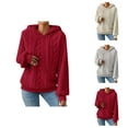 thumbnail image 1 of Womens Sweatshirt Women's Solid Sweatshirt Ladies Drop Shoulder Drawstring Hooded Teddy Long Sleeve Casual Sweater Pullover, 1 of 7