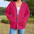 thumbnail image 1 of Womens Sweatshirt Zip Up Oversized Hoodies Cute Y2K Fall Winter Fleece Jackets Long Sleeve Collared Shirts With Pockets, 1 of 5