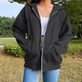 thumbnail image 1 of Womens Sweatshirt Zip Up Oversized Hoodies Cute Y2K Fall Winter Fleece Jackets Long Sleeve Collared Shirts With Pockets, 1 of 5