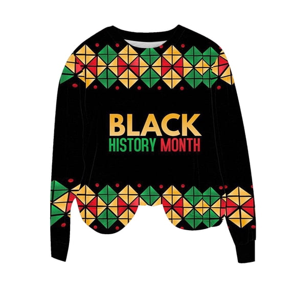 Womens Sweatshirts Black History Month Shirt for Women Long Sleeve Loose Pullover Tops Graphic Shirts Holiday Outfits, Multicolor, XL