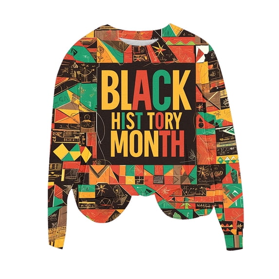 Womens Sweatshirts Black History Month Shirt for Women Long Sleeve Loose Pullover Tops Graphic Shirts Holiday Outfits, Multicolor, XL