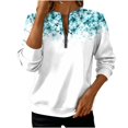 thumbnail image 1 of Womens Sweatshirts Casual Half Zip Pullover Tops Fashion Retro Floral Printing Long Sleeve Blouses Loose Crewneck Hoodless Sweatshirt Fall Outfits Outwears Winter Clothing, 1 of 5