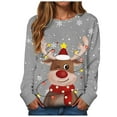 thumbnail image 1 of Womens Sweatshirts Christmas Long Sleeve Cute Reindeer Print Pullover Sweatshirt Crewneck Graphic Winter Loose Casual Xmas Women's Sweatshirt ZB Grey XL, 1 of 5
