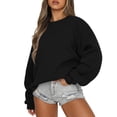 thumbnail image 1 of Womens Sweatshirts Crewneck Fleece Oversized Pullover Sweaters Fall Winter Cute Tops Teen Girls Preppy Clothes 2025 01-Black L, 1 of 4