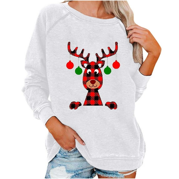 Womens Sweatshirts Crewneck Loose Fitting Fashion Women Print Long Sleeve Comfortable Breathable Round-Neck Tops Sudaderas Mujer Sin Capucha