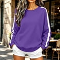 thumbnail image 1 of Womens Sweatshirts Crewneck Side Stripe Relaxed Fit Pullover Lightweight Long Sleeve Casual Fall Winter Top, 1 of 8