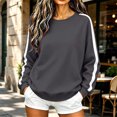 thumbnail image 1 of Womens Sweatshirts Crewneck Side Stripe Relaxed Fit Pullover Lightweight Long Sleeve Casual Fall Winter Top, 1 of 8