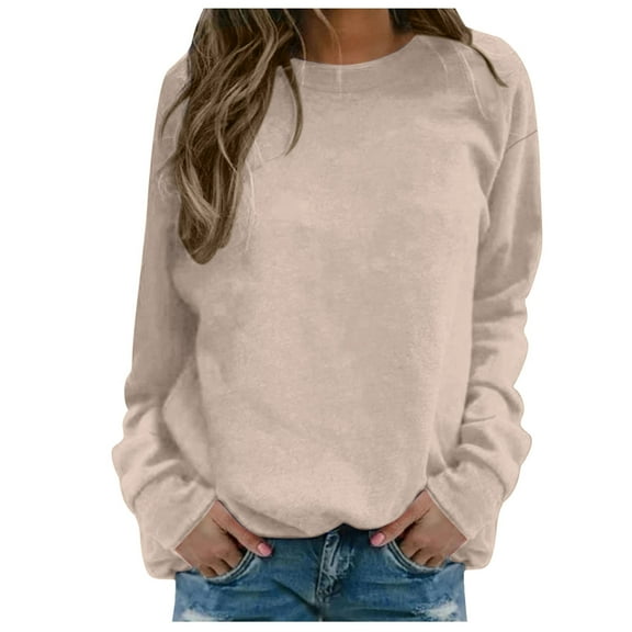 Womens Sweatshirts Daily Outdoor Workout Long Sleeve O Neck Top Solid Color Streetwear Casual Sweatshirts