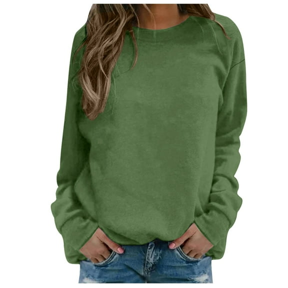 Womens Sweatshirts Daily Outdoor Workout Long Sleeve O Neck Top Solid Color Streetwear Casual Sweatshirts