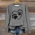 thumbnail image 1 of Womens Sweatshirts Fashion Dog Paw Element Print Hoodless Sweatshirt Fall Winter Long Sleeved Sweat Shirt Pullover Tops, 1 of 3
