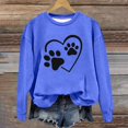thumbnail image 1 of Womens Sweatshirts Fashion Dog Paw Element Print Hoodless Sweatshirt Fall Winter Long Sleeved Sweat Shirt Pullover Tops, 1 of 3