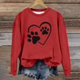 thumbnail image 1 of Womens Sweatshirts Fashion Dog Paw Element Print Hoodless Sweatshirt Fall Winter Long Sleeved Sweat Shirt Pullover Tops, 1 of 3