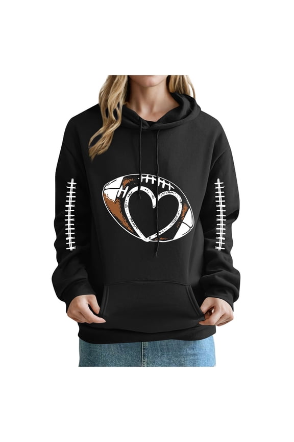 Womens Coats Printed Hooded Rugby Print Long Sleeved Off Shoulder Sleeves Sweatshirt Black M,Coats for Women