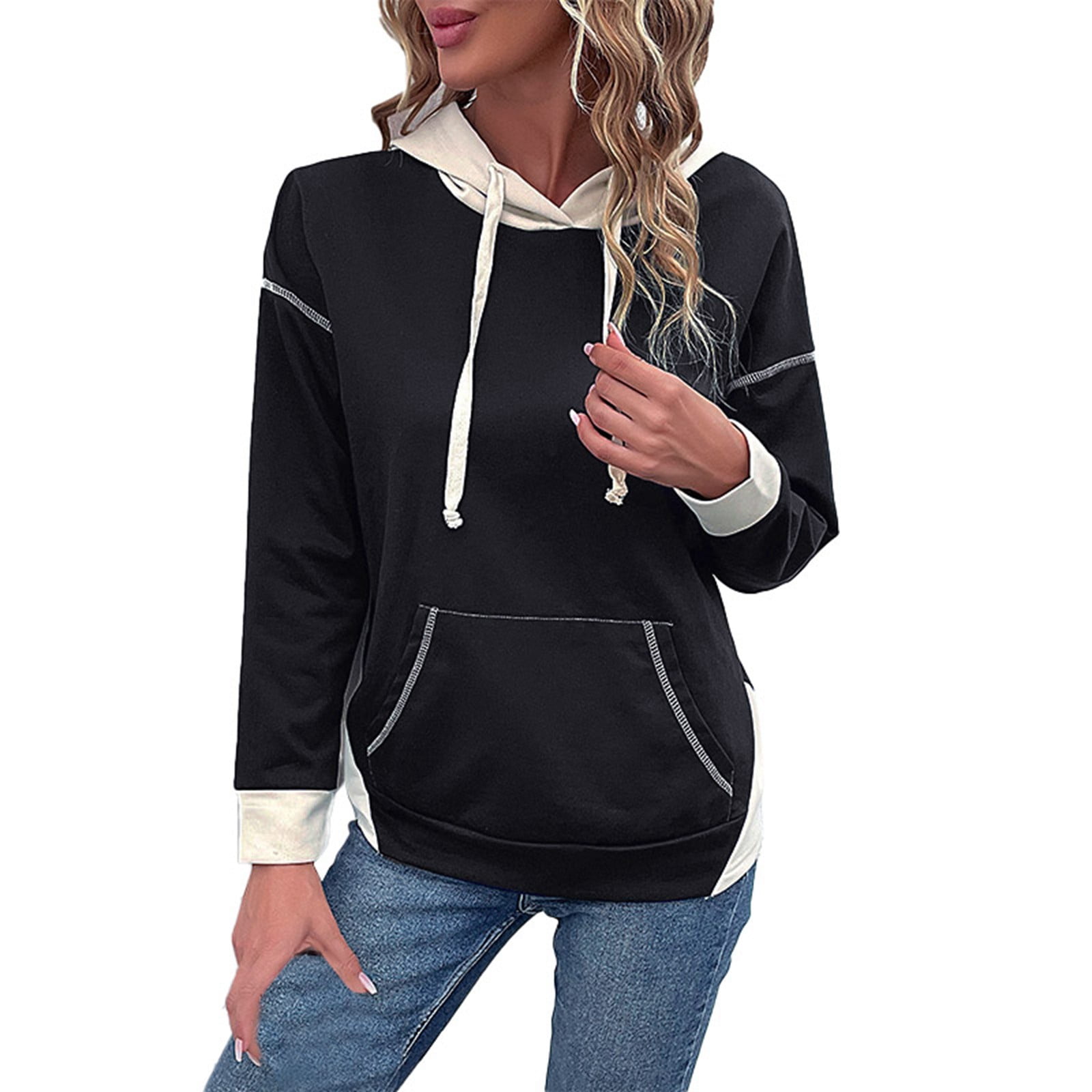 Vintage color block hoodie sales