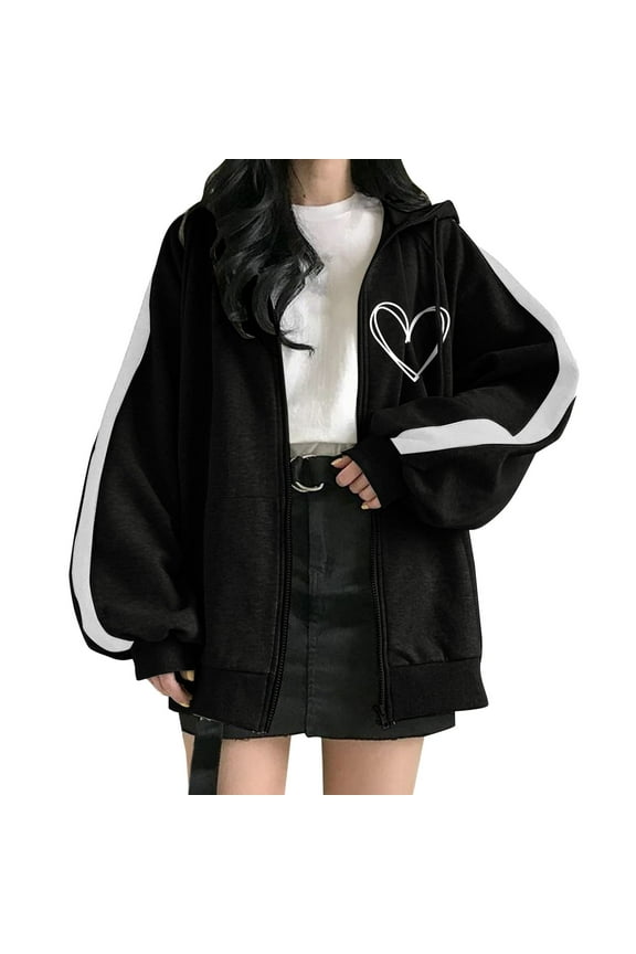 Womens Sweatshirts & Hoodies Girls Zip Up Hoodie Fashion Oversized Plain Hoodies Comfy Plus Size Sweatshirts Cute Jackets For Teen