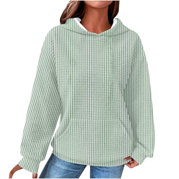 Womens Sweatshirts Hoodies Long Sleeve Waffle Hoodies Pullover Casual Oversized Hooded Sweatshirts with Pocke