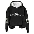 thumbnail image 1 of Womens Sweatshirts Horse Heartbeat Horse Lover Casual Hoodie Casual Long Sleeve Sweatshirt Soft Printed Shirt Winter Sweatshirt Top Fall Sweaters for Women Black M, 1 of 4