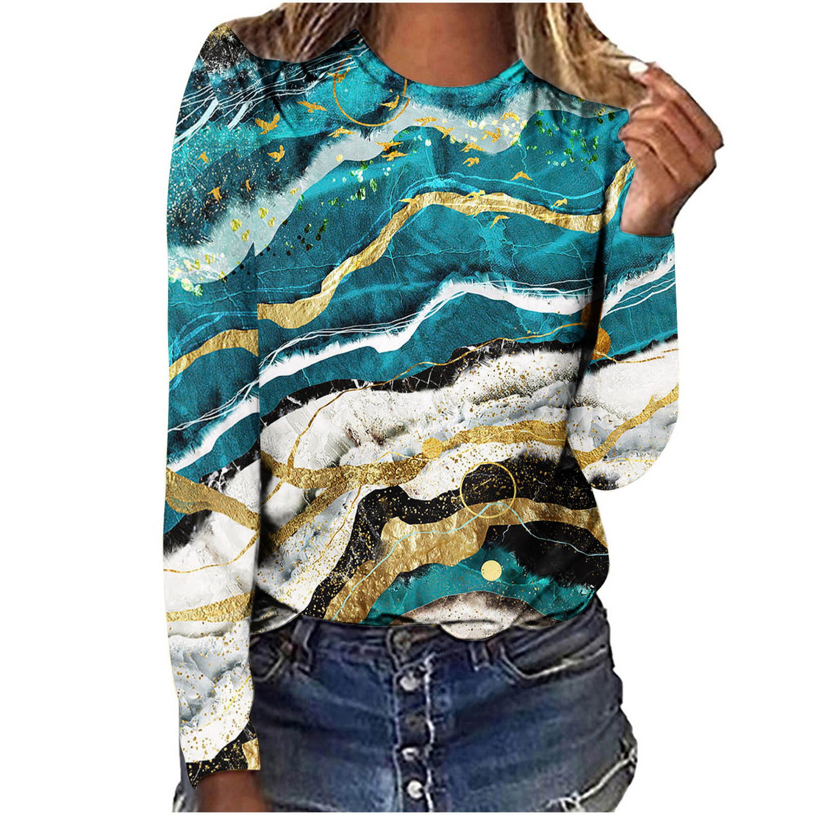  Things for 1 Dollar,Sweatshirts Women Trendy Floral Blouses for  Women Womens Long Sleeve Athletic Tops Loose : Clothing, Shoes & Jewelry