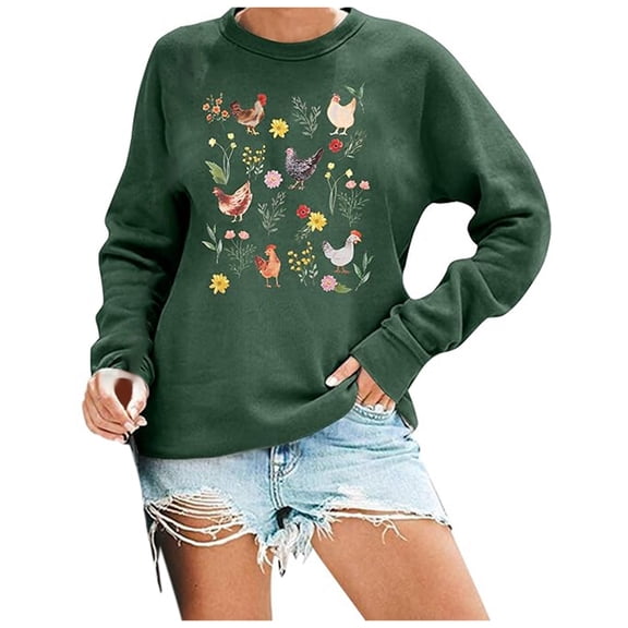 Womens Sweatshirts Long Sleeve Graphic Printed Crew Neck Tops Fall Fashion 2025 Pullover Sweaters Winter Clothes