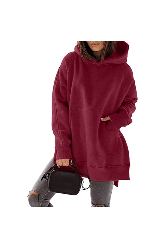 Womens Sweatshirts Long Sleeve Hoodie Casual Tops Hooded Sweatshirts Winter Tunic Hoodie Women Full Zip Front Pocket Button down Hoodie Long Hooded Sweatshirts Women Lightweight Zip up Hoodie Women