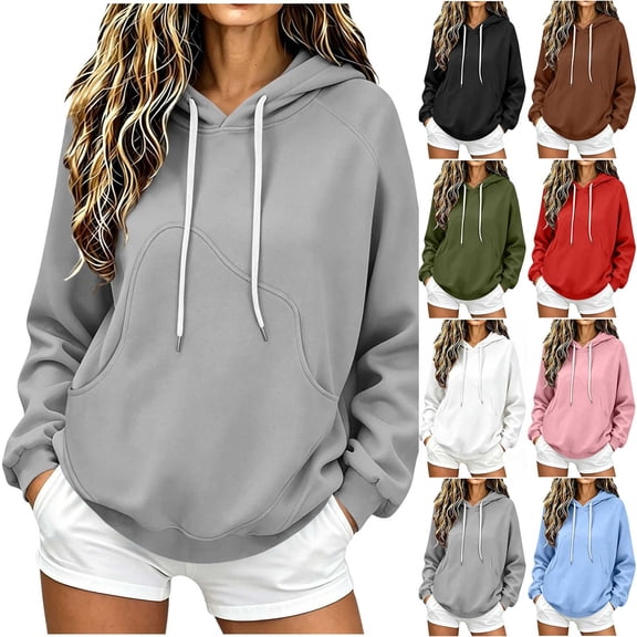 Womens Sweatshirts Long Sleeve Hoodies Casual Loose Fall Sweatshirts for Women with Pockets