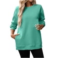 thumbnail image 1 of Womens Sweatshirts, Long Sleeve Pullover for Women Fall Fashion Loose Fit Solid Color Crewneck Sweatshirts S-2XL, 1 of 8