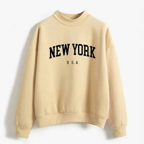 Womens Sweatshirts Plus Size Christmas Long Sleeve Printing Solid Loose Sweatshirt Yellow 2XL