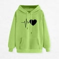 thumbnail image 1 of Womens Sweatshirts Plus Size Hooded Long Sleeve Print Pocket Sweatshirt Green 2XL, 1 of 3
