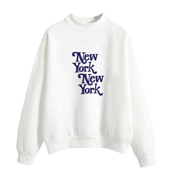 Womens Sweatshirts Plus Size Long Sleeve Round Neck Printed Causal Sweatshirts White S
