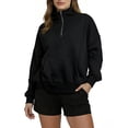 thumbnail image 1 of Womens Sweatshirts Quarter Zip Cropped Pullover Y2k Fleece Fall Fashion Tops Outfits, 1 of 5