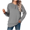 thumbnail image 1 of Womens Sweatshirts Round Neck Gray Long Sleeved Solid Color Casual Without Hat Fall Winter Clothes, 1 of 8