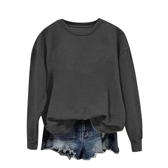 Womens Sweatshirts,Solid Color Women's Super Soft Sweatshirt Casual Pullover Lightweight Crew Neck Long Sleeve Comfortable Sportswear Tops Warm Thick Hoodieless Outdoors Gym Clotthes Daliy