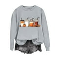 thumbnail image 1 of Womens Sweatshirts Thanksgiving Printed Loose Casual Long Sleeved Hooded Sweatshirt Gray M, 1 of 4