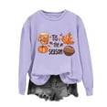 thumbnail image 1 of Womens Sweatshirts Thanksgiving Printed Loose Casual Long Sleeved Hooded Sweatshirt Purple M, 1 of 4