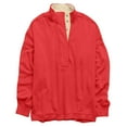 thumbnail image 1 of Womens Sweatshirts - Trendy Long Sleeve Oversized Pullover Tops, Fall Fashion Half Button Henley Neck Sweaters Clothes, 1 of 3