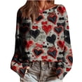thumbnail image 1 of Womens Sweatshirts Valentine's Day Casual Printed Round-Neck Long Sleeve Fashion Pullover Top, 1 of 9