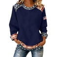thumbnail image 1 of Womens Sweatshirts Women's Anniversary Print Sweatshirt Without Hood Crew Neck Long Sleeve Casual Pullover Soft Blue XXXXL, 1 of 4