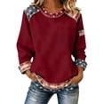 thumbnail image 1 of Womens Sweatshirts Women's Anniversary Print Sweatshirt Without Hood Crew Neck Long Sleeve Casual Pullover Soft Red S, 1 of 4