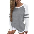 thumbnail image 1 of Womens Sweatshirts, Women's Fashion Color Block Crewneck Long Sleeve Shirts Casual Lightweight Tops Fall Comfort Athletic Shirt, 1 of 6