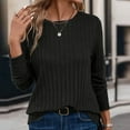 thumbnail image 1 of Womens Sweatshirts, Women's Long Sleeve Tops Crewneck Ribbed Knit Loose Fit Basic T Shirts Lightweight Sweater Going Out Clothes, 1 of 9